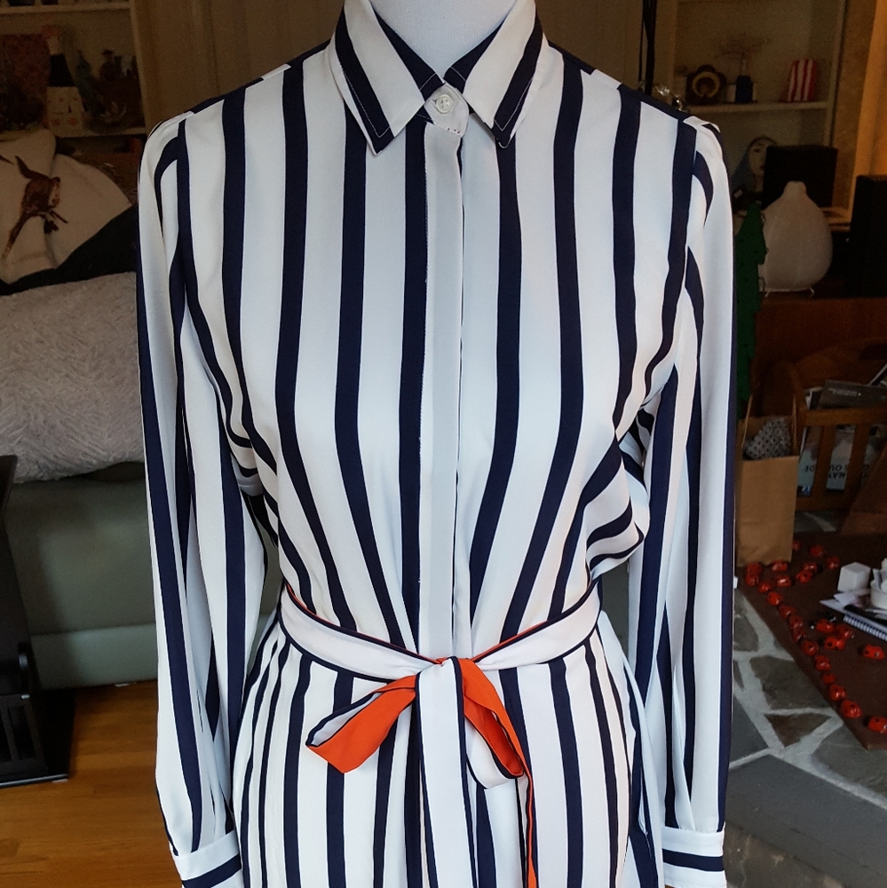 NWOT Eliza J Nordstrom Size 4 Striped Nautical Belted Dress